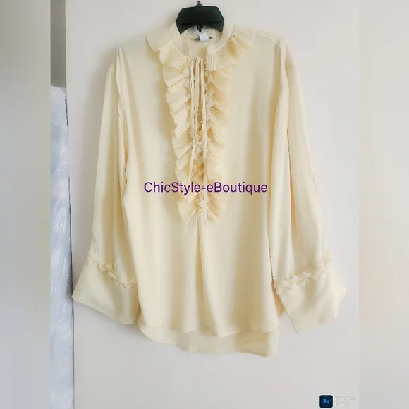 H&M S/S 2025 The STUDIO Ruffled Tunic Pale Yellow ONLY NO LOW BALLING!! - Picture 2 of 16